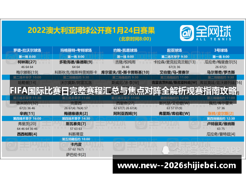 FIFA国际比赛日完整赛程汇总与焦点对阵全解析观赛指南攻略